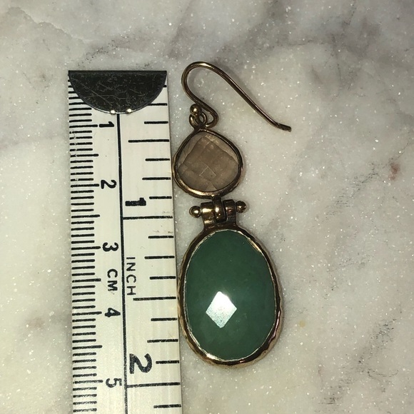 SMOKEY Topaz & Chalcedony Gold Vermeil Facet Cut Shepherds Hook Earrings 2” - Picture 5 of 5